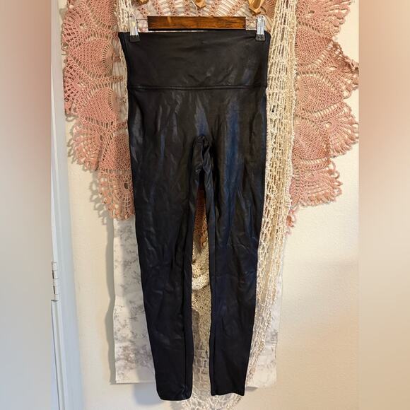 SPANX Faux Leather Black Leggings - Picture 2 of 5
